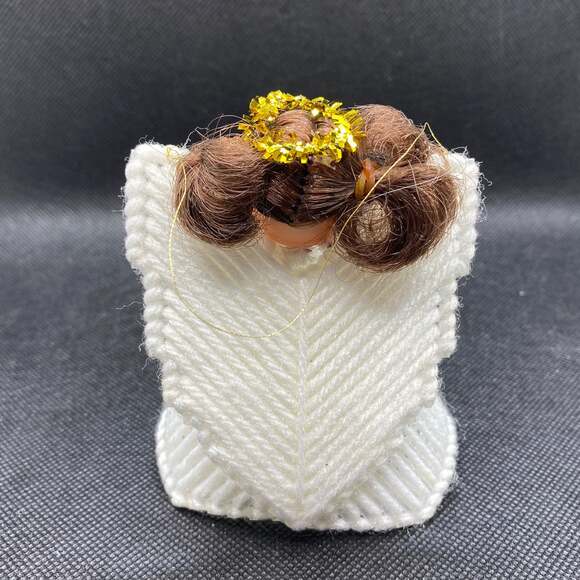 Vintage Pipe Cleaner and Yarn Angel Ornament Retro Holiday - Picture 2 of 6